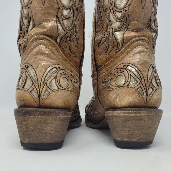 Corral Tan and Silver Heeled Boots - Picture 8 of 11